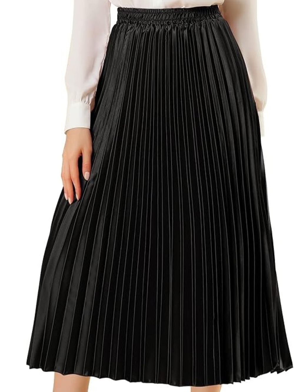 Pleated Midi Skirt - Black